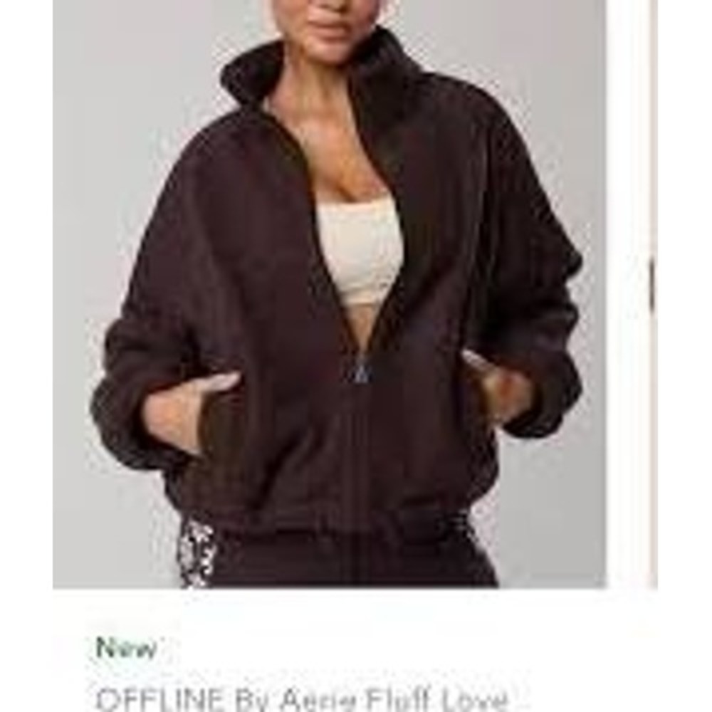 OFFLINE by Aerie Ski Lodge Sherpa Fleece Quilted Jacket Brown Womens Medium